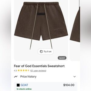 Essentials fear of god Brown Sweatshorts men’s sz s